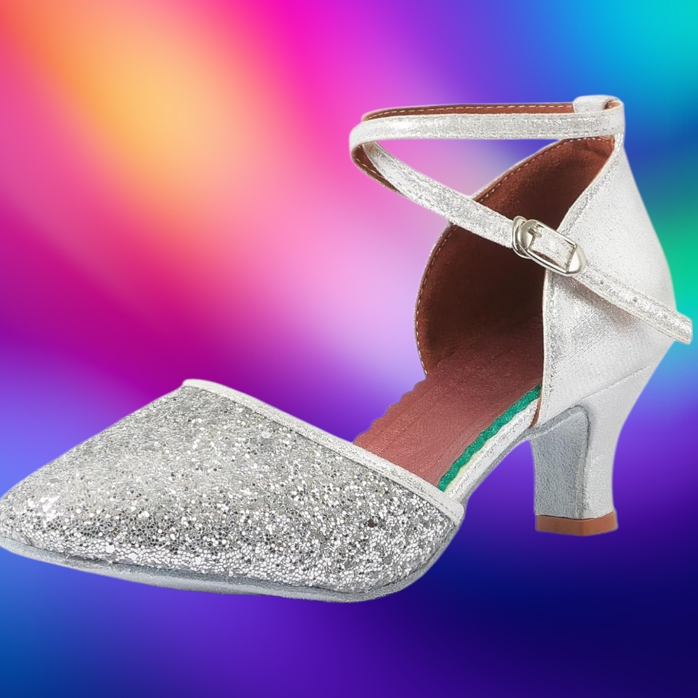 NWOT Silver Glitter Women's Heels For Dancing